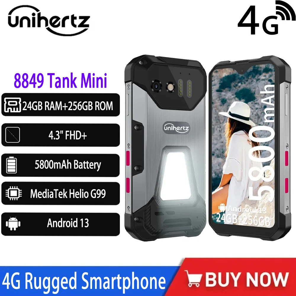 NEW Unihertz 8849 Tank Mini Rugged Smartphones 4G 12GB+256GB 4.3