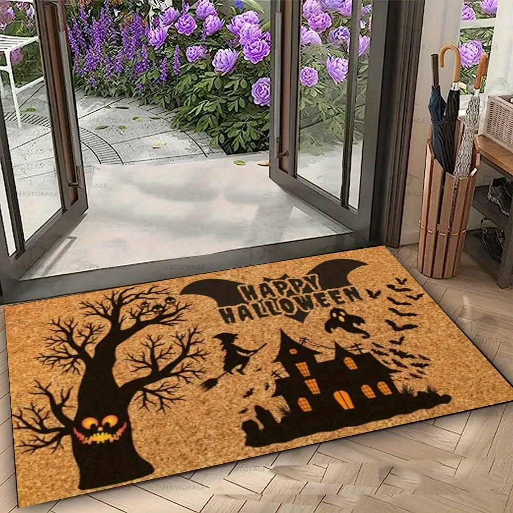 VIKAMA Jack-o'-lantern Halloween Doormat Door Mat Welcome Mat Funny Door There's Horrors This House Living Room Bedroom Decor
