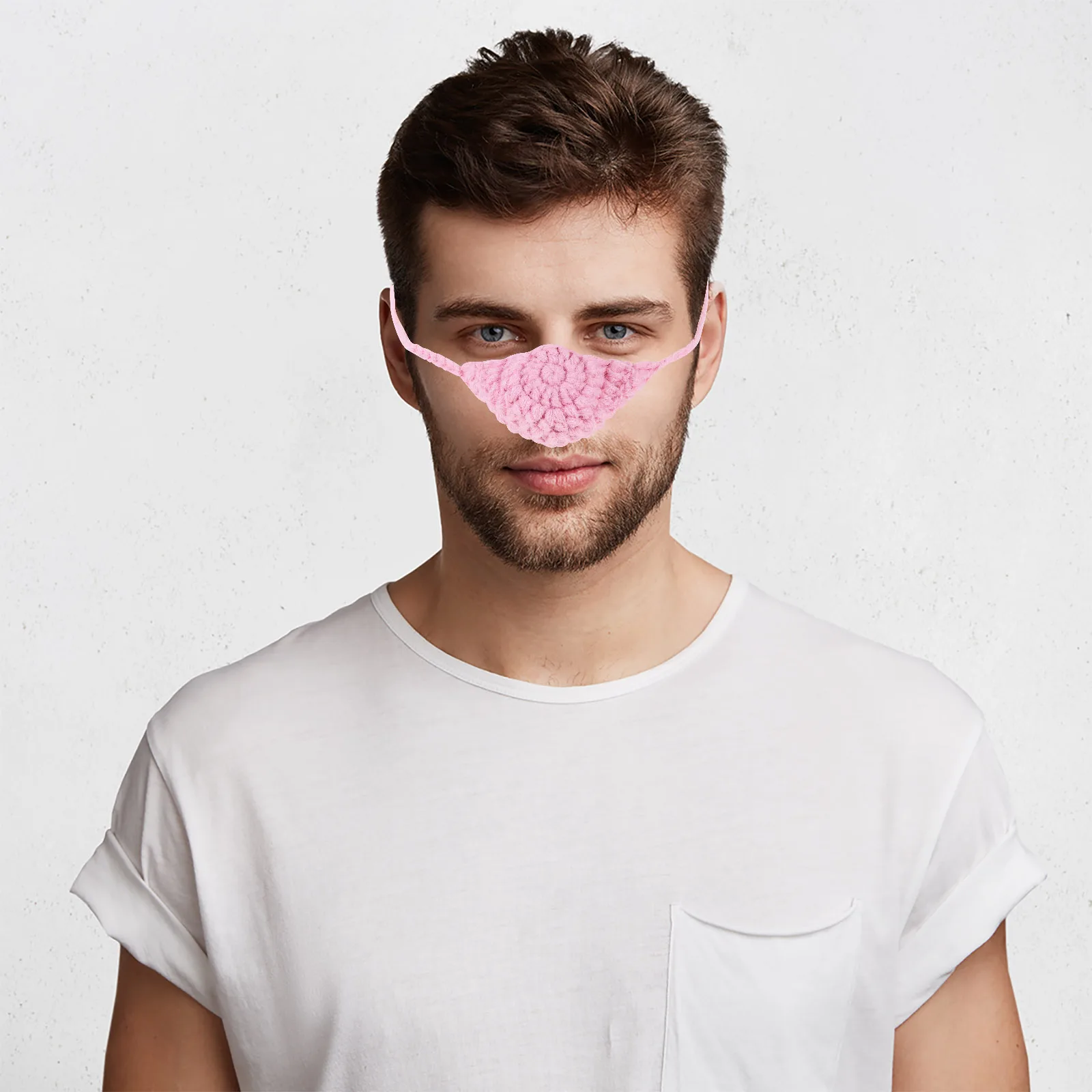 

Nose Warmer Handmade Wool Weaving Mask Cold Weather Protection Breathable Dust Proof Outdoor Sports Skiing Pink