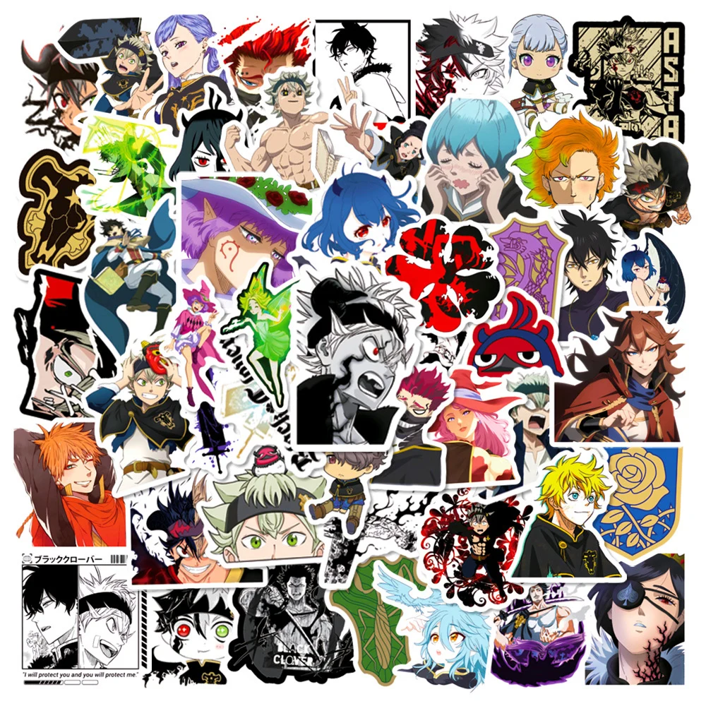 10/30/50/100pcs Cool Anime Black Clover Stickers Cartoon Graffiti Kids Decals Water Bottle Phone Case Luggage Cute Asta Sticker