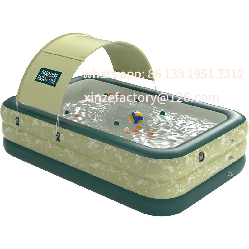 Inflatable swimming pool Shade household swimming pool Foldable outdoor large children's paddling pool Thickened bath bucket