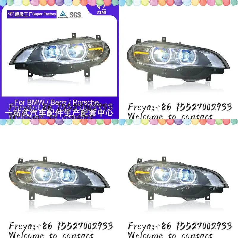Suitable for X6 headlight assembly 08-14 E71 modified angel eye LED daytime running light LED lens headlight