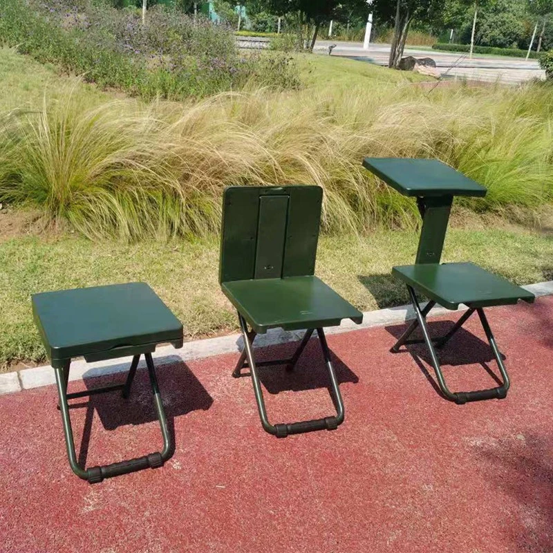 Folding Chair Study Writing Chair Table Portable Multifunctional Stool for Outdoor Fishing Picnic, Army Green