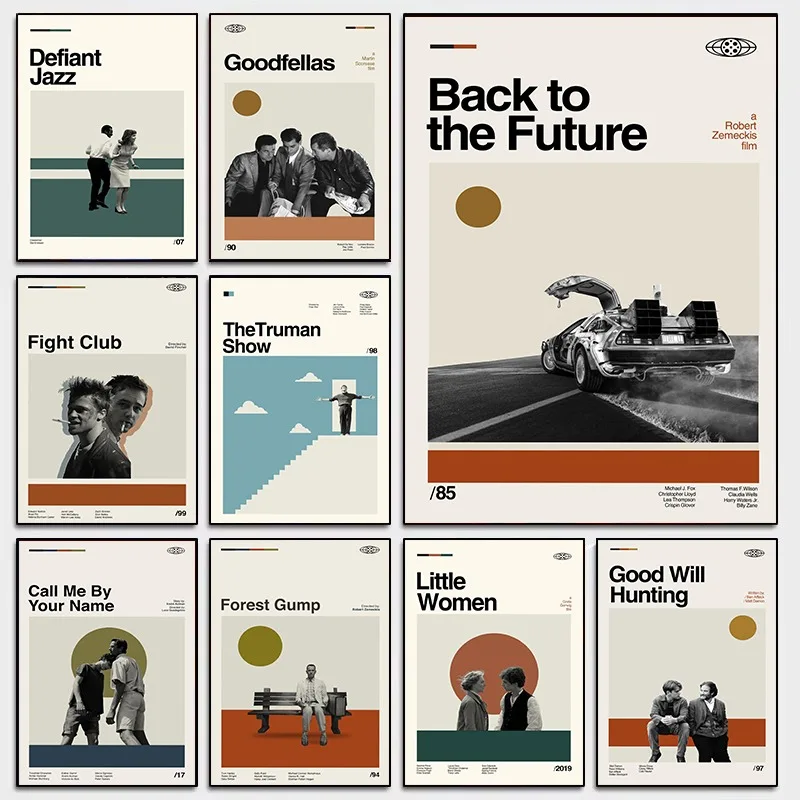 Lienzo de película moderna de mediados de siglo, llama-me por tu nombre/retro al futuro, póster de película Vintage, decoración de cine Retro minimalista