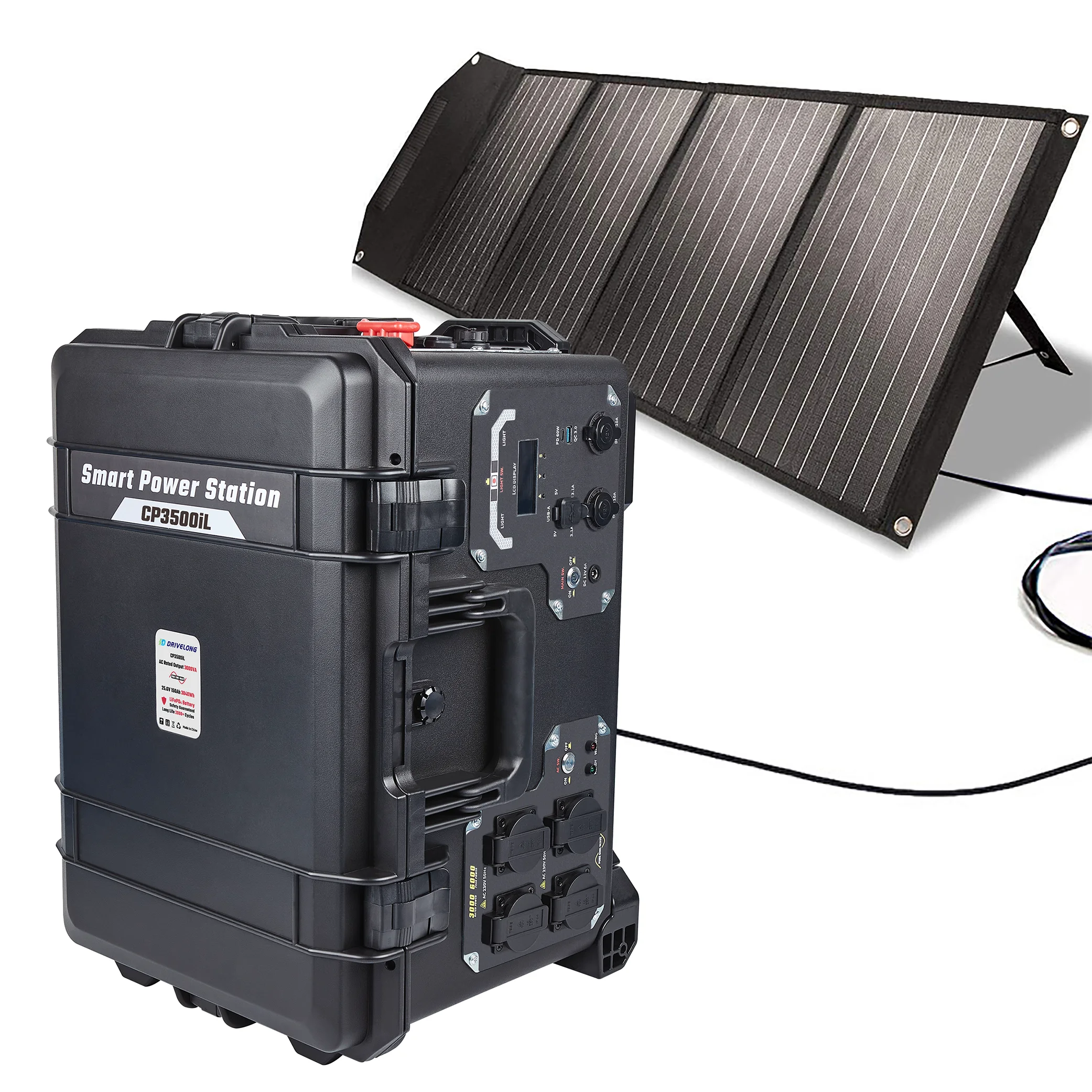 1000W 2000W 3000w Portable Solar wind Hybrid power Generator, Mobile battery power station with Folding solar panels