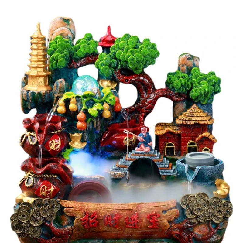 

Amass Fortunes Artificial Mountain and Fountain Living Room Fortune Fengshui Wheel Opening Circulating Water Gift Waterscape