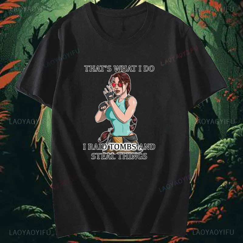 Tomb Raider Lara Croft Adventure Game Film Creative Printed T Shirt Men Women Short Sleeve Cotton Street Fashion Cool Camisetas