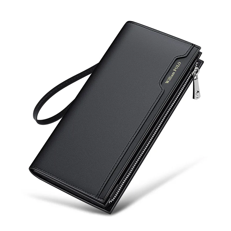 Men\'s high-end handbag, leather long wallet, fashionable and personalized mobile phone bag, multi-functional card holder