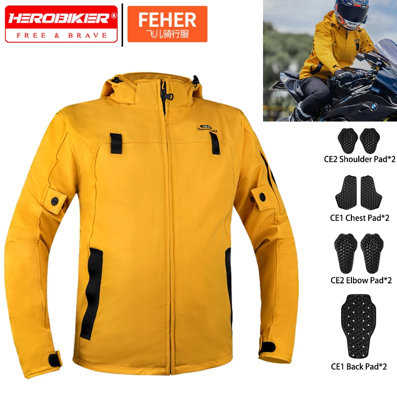 

FEHER Winter Motorcycle Jacket Cold-proof Waterproof Men Motorbike Riding Moto Jacket CE Protective Gear Armor Clothing S-7XL