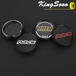 4PCS RAYS Wheel Cap 63mm OD / 58mm Clip VOLK Emblem Sticker Rim Caps Wheel Center Hub Cap Black & Silver