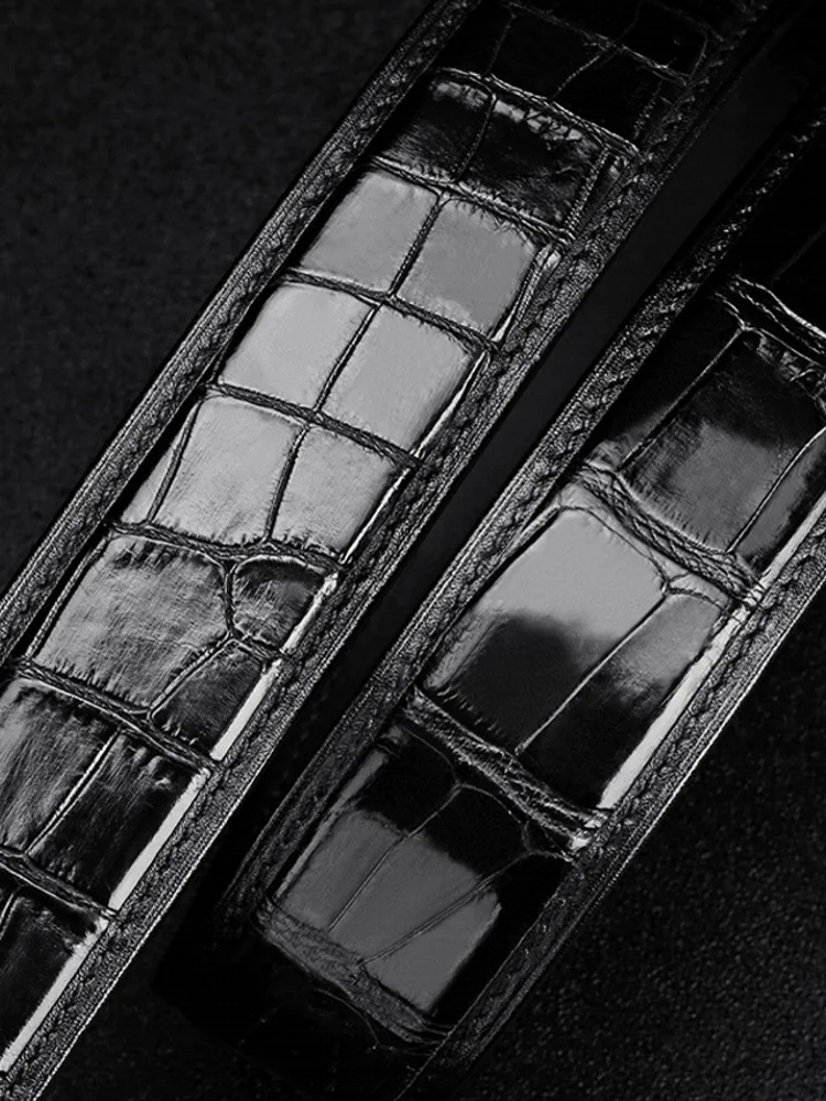 Luxury Designer Men Real Crocodile Belt Pin Buckle Business Man Formal Belts For Suit Pants New Genuine Leather Strap Waistband