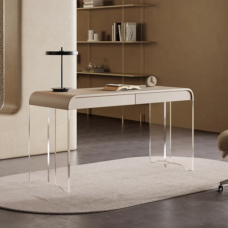 

Office Gaming Standing Study Tables Cream Style Desk Light Luxury Modern Suspended Acrylic Foot Desk Room Desks Computer Table