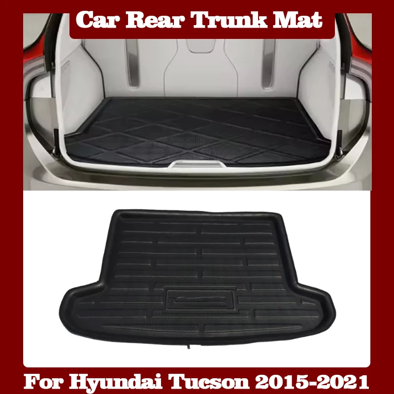 Car Rear Trunk Mat for Hyundai Tucson 2015 2016 2017 2018 2019 2020 2021 Luggage Liner Tray Waterproof Floor Pad Auto Parts Tool