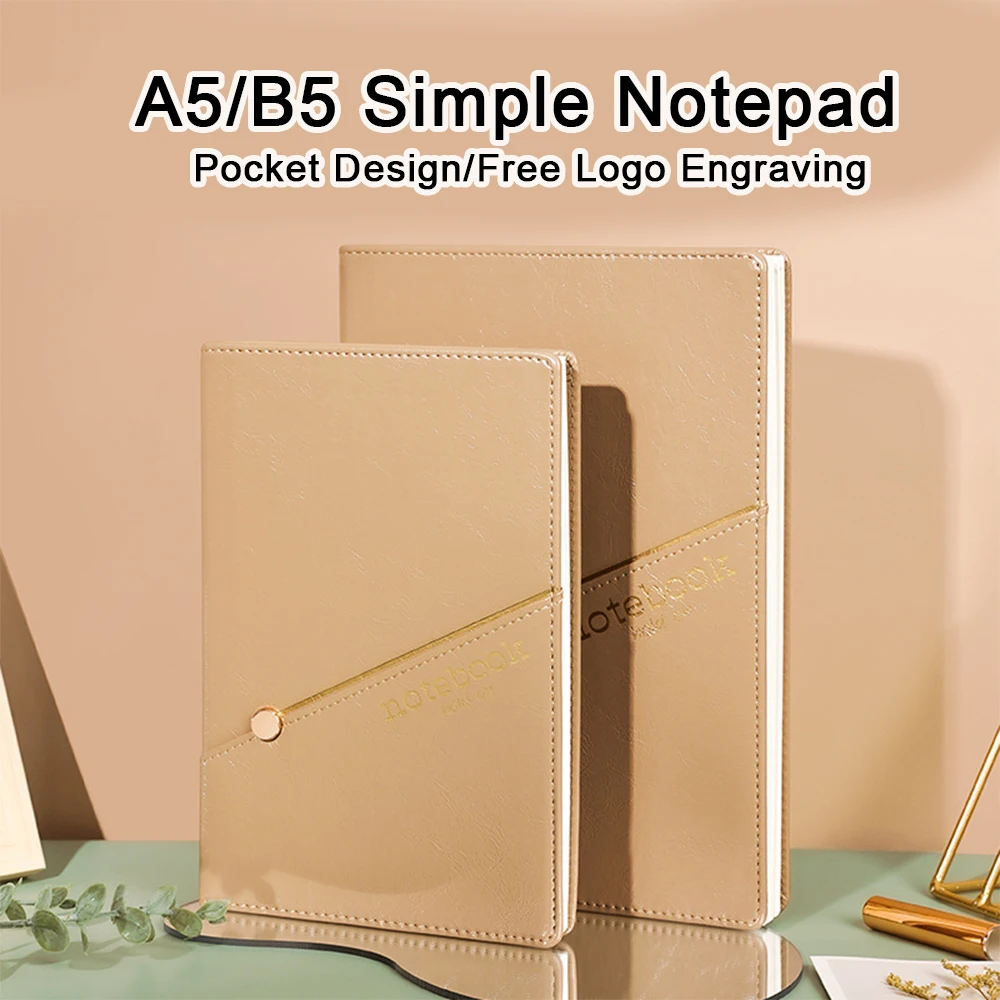 

(Free Logo Engraving) A5/B5 Business Notebook, Business Meeting Record Book, Student Notepad, Diary,Travel Log, Leather Cover