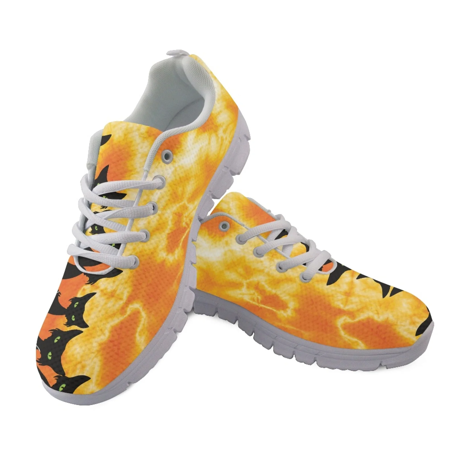 Coloranimal Black Cat Breathable Walking Sneakers Outdoor Walking Shoes Athletic Footwear for Women Womens