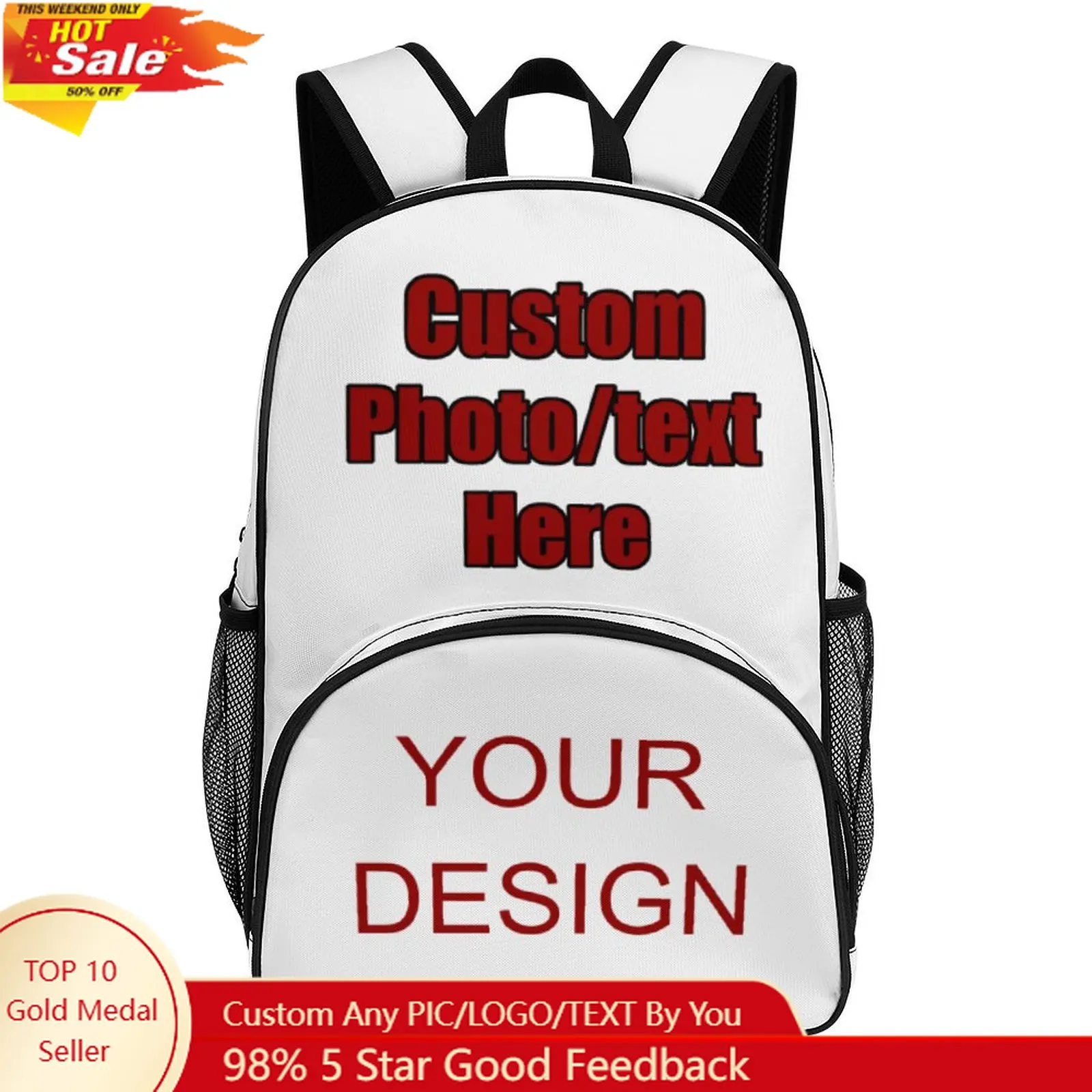 

Custom Backpack Man Woman Classic Backpacks High Quality Bags Design Your Photo Text Logo Canvas Durable GAA Crest Daypack