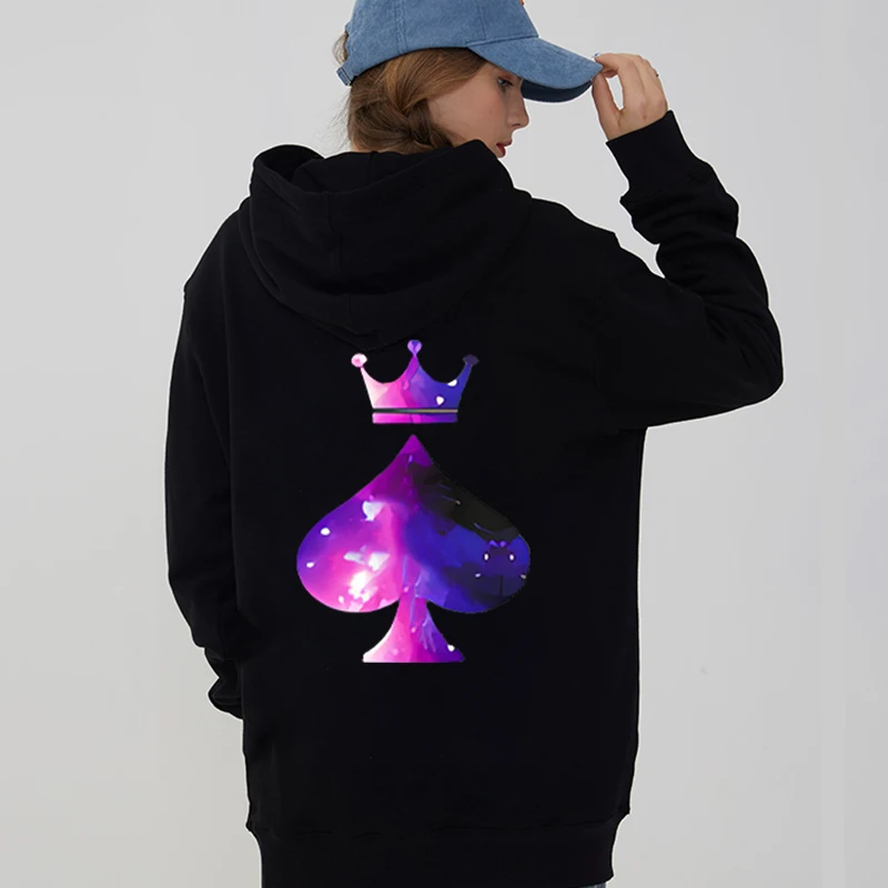 Couple Hoodie King Queen Gradient Crown Heart Hoodie for Men Women Spring Winter Casual Oversize Couple Long Sleeve Lover Hoody