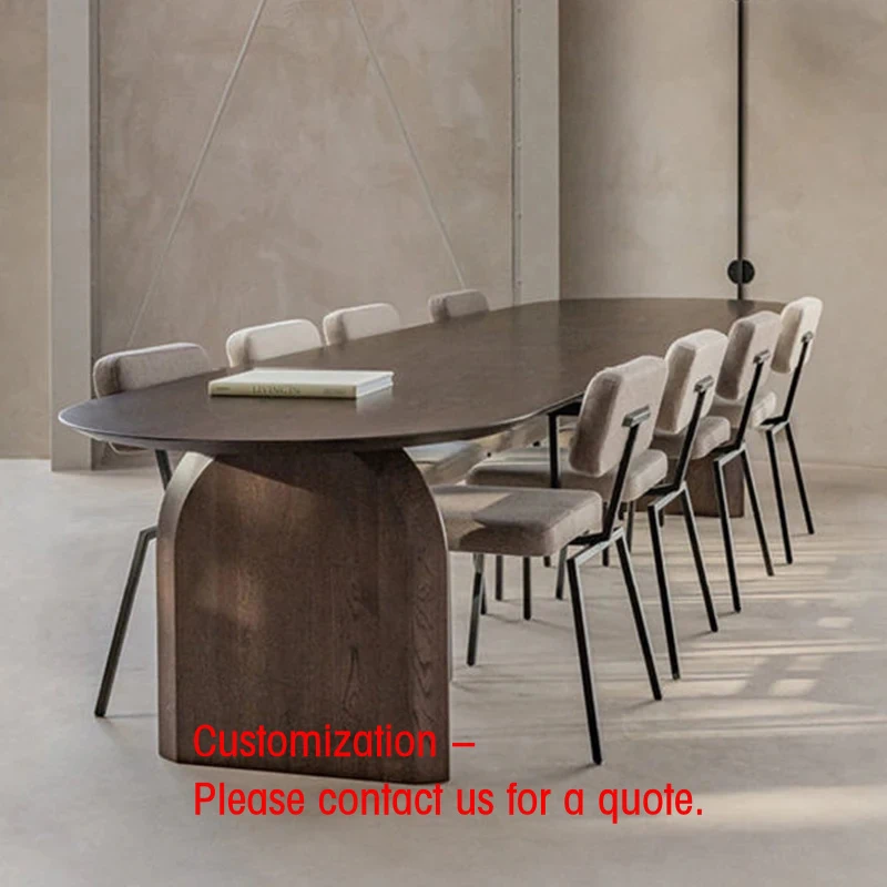 custom.Modern Nordic Restaurant Solid Wood Oval 8 Seater Complete Dining Table Set Kitchen Dinner Wooden Dining Rooms 6 Chair Fu