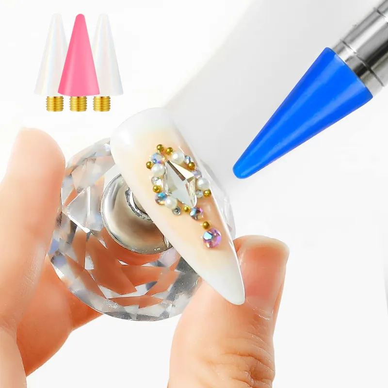 2pcs Nail Water Diamond Wax Replacement Pen Tip Nail Drill Pen Replace Head Tool Double Headed Diamond Crayon Paste Accessories