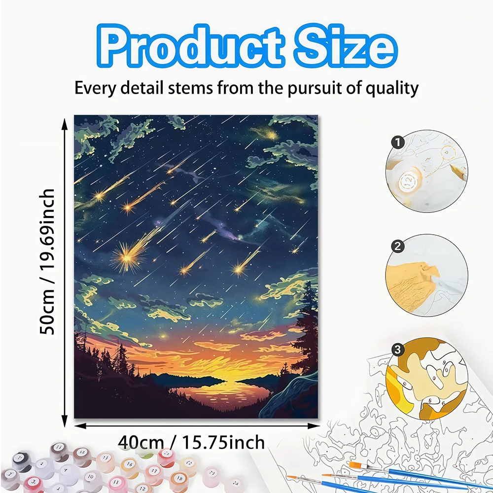 1 قطعة النيزك خط عبر السماء لتقوم بها بنفسك الاكريليك طقم الطلاء الرقمي للمبتدئين إطار ديكور جدران المنزل غير المدرجة #2