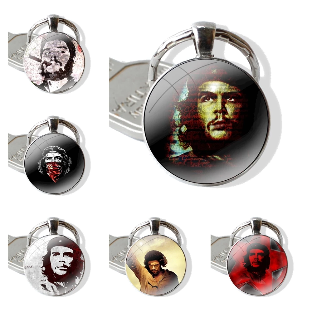 Che Guevara Keychain Handmade Glass Cabochon Key Ring Holder Pendant Key Chains