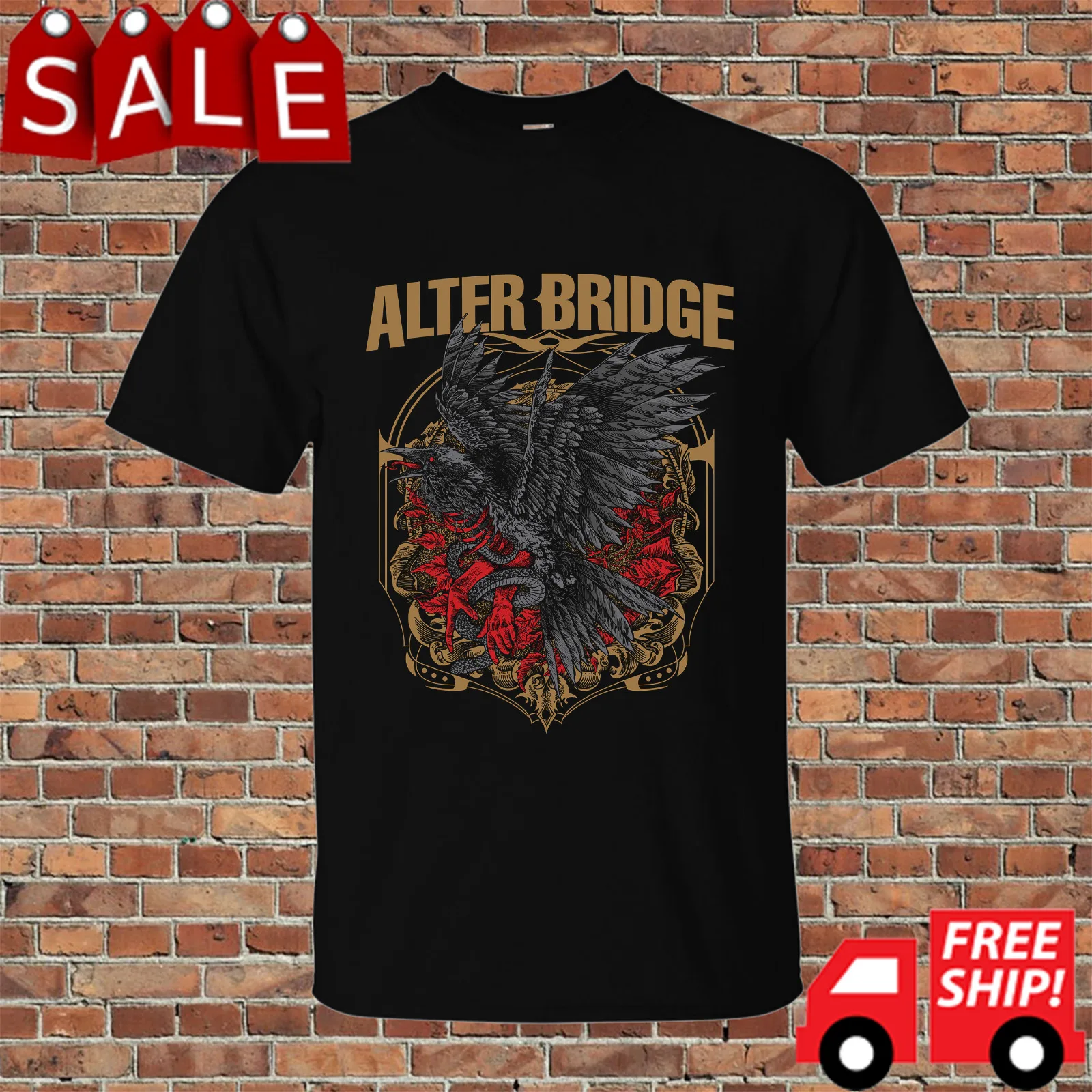 

ALTER BRIDGE SWARMING CROW Cotton Black T- Shirt Gift All Size S to 4XL HC213