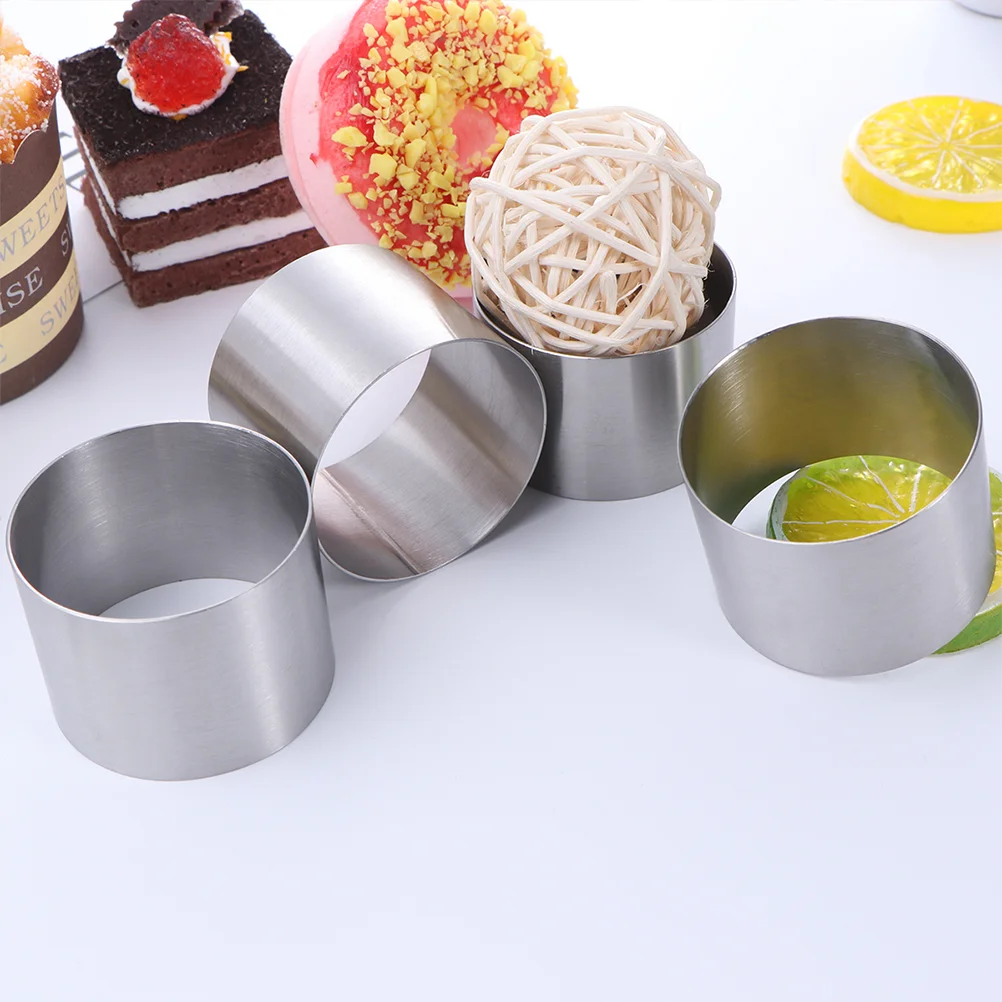 

4 Pcs Round Mousse Circle Cake Ring Cookie Ravioli Maker Pancake Biscuits Stainless Steel Mold Baking DIY Dessert Baby