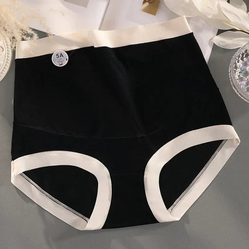 

Женское нижнее белье с высокой талией, бесшовные брюки из шелковицы с поддержкой живота, 5А, антибактериальные треугольные брюки, дышащие шорты Женские