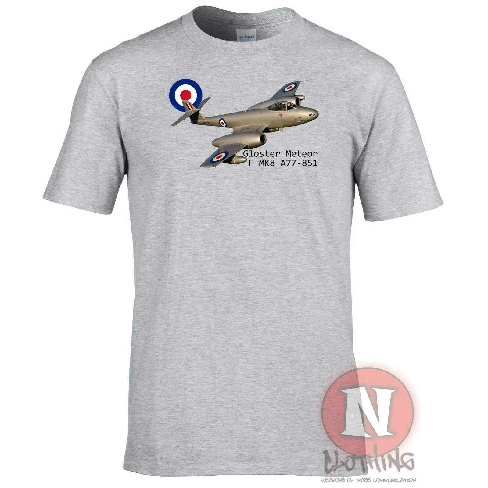 WWII British RAF Gloster Meteor Jet Fighter Aircraft T Shirt. New 100% Cotton Short Sleeve O-Neck T-shirt Casual Mens Top