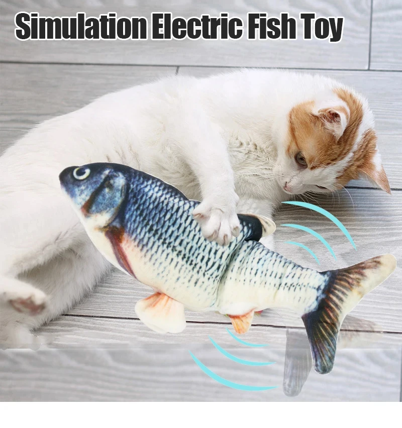 Pet Chewing Bite Interactive Toys Floppy Wagging Fish Cat Accessories Cat Toy Fish USB Electric Charging Simulation Fish Catnip