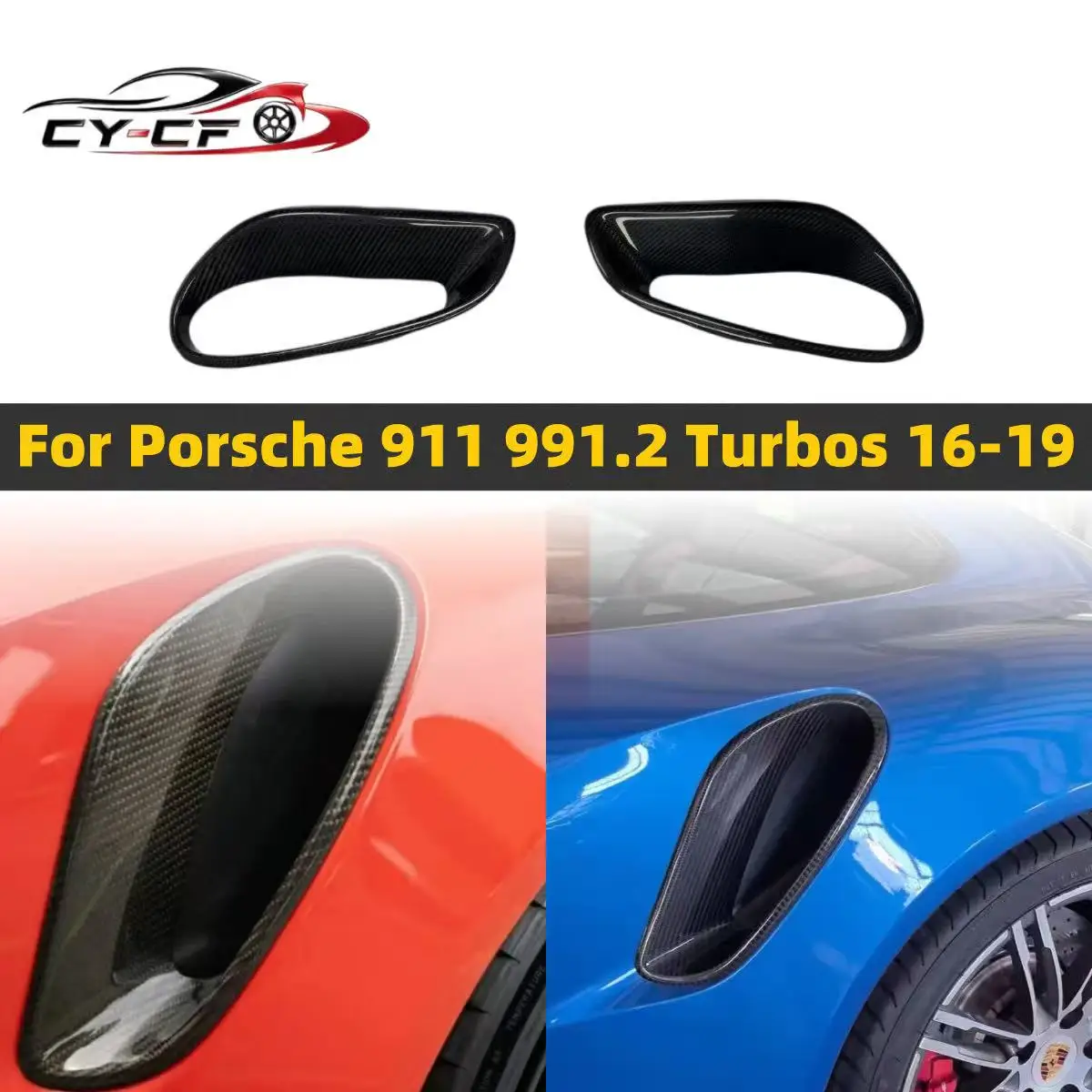 For Porsche 911 Turbo S 2014 2015 2016 Real Dry Carbon Side Fender Air Intake Vents FRP Car Styling Body Kits Exterior Trims