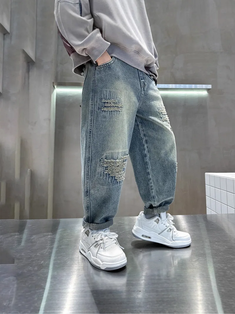 Spring Autumn Baby Boys Pants Kids Jeans Child Girl Cartoon Print Denim Trousers Children's Jeans 2 3 4 5 6 7 8 9 10 11 12 Years