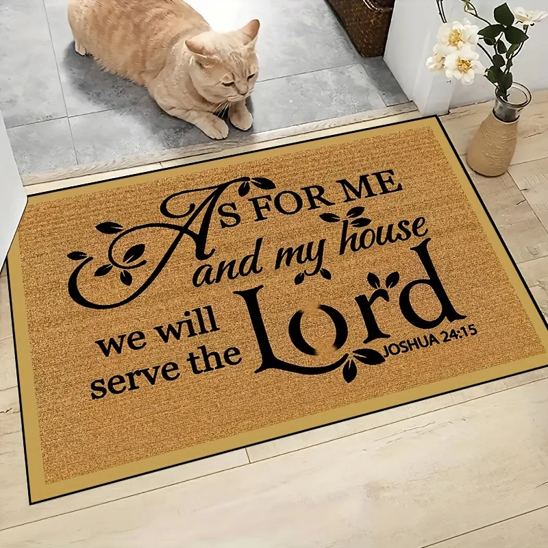 1 piece of multi size yellow frame, brown background, anti slip machine washable flannel door mat with floral characters, suitable for indoor and outdoor bedrooms, corridors, courtyards, photo props