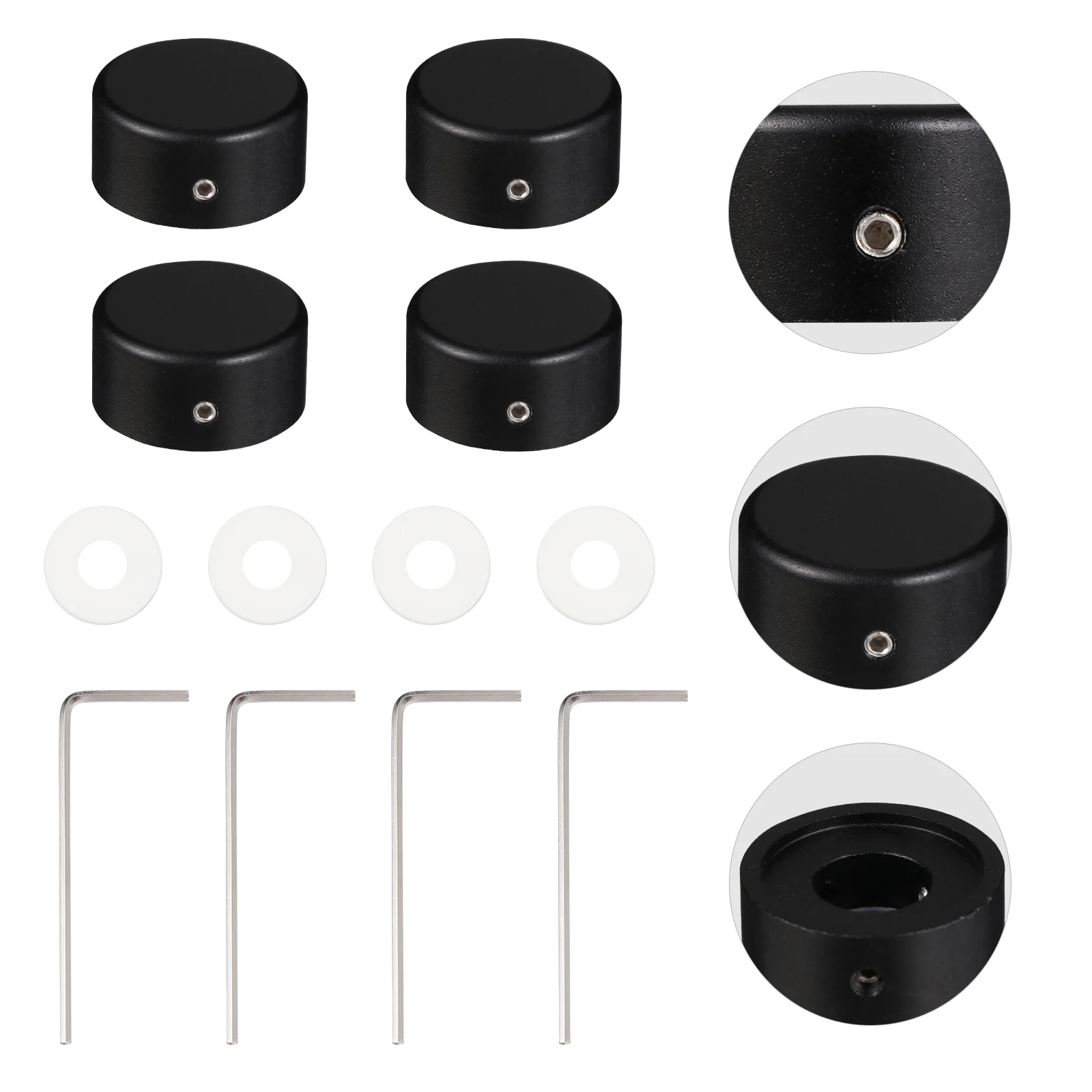 4 Sets Aluminum Alloy Nail Cap Topper for Pedal Protection Footswitch Metal Button Guitar Black