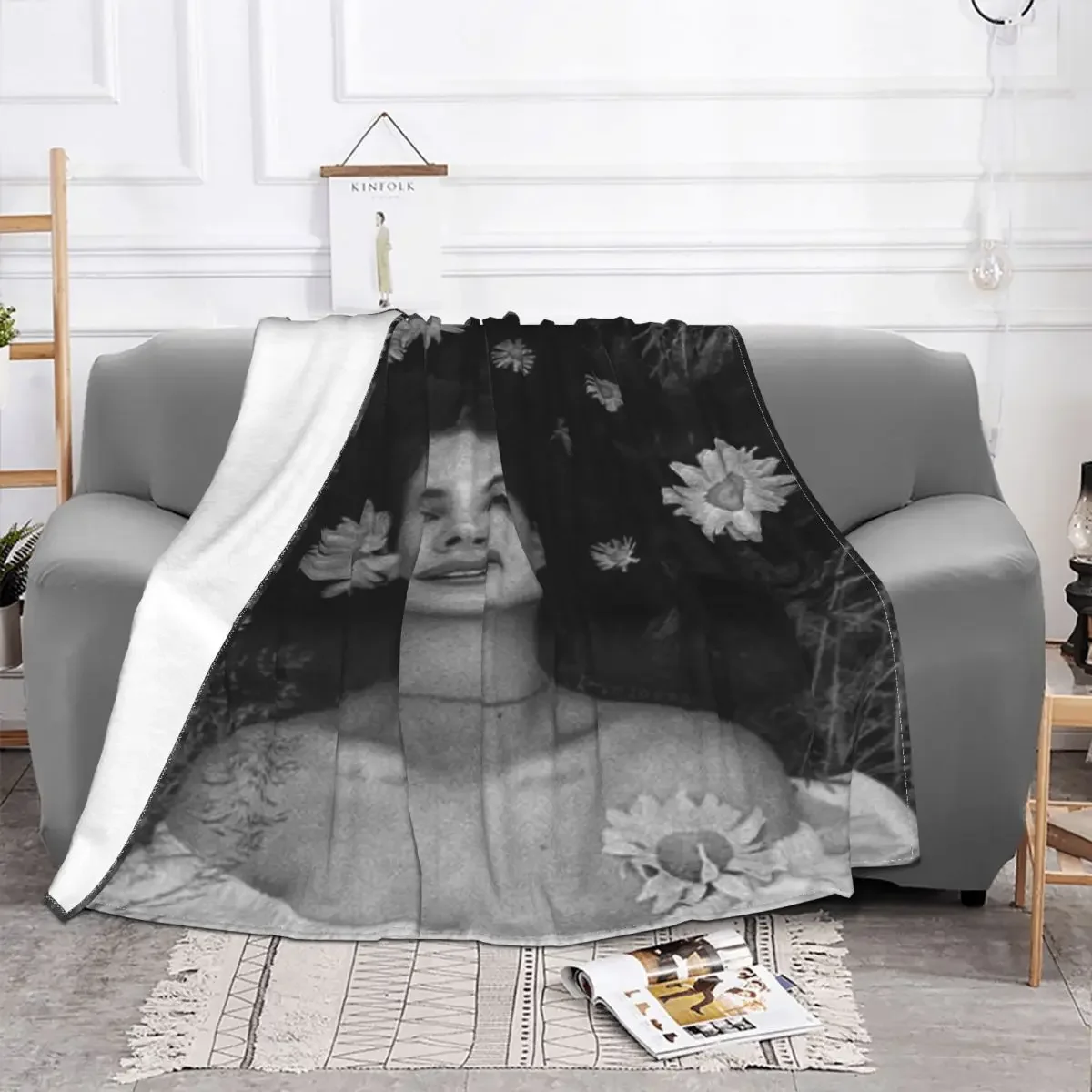 

Lana Del Rey Baby Blanket Plaid Sofa Cover Flannel Printed Retro Collage Soft Multifunction Throw for Home Travel Bedspreads
