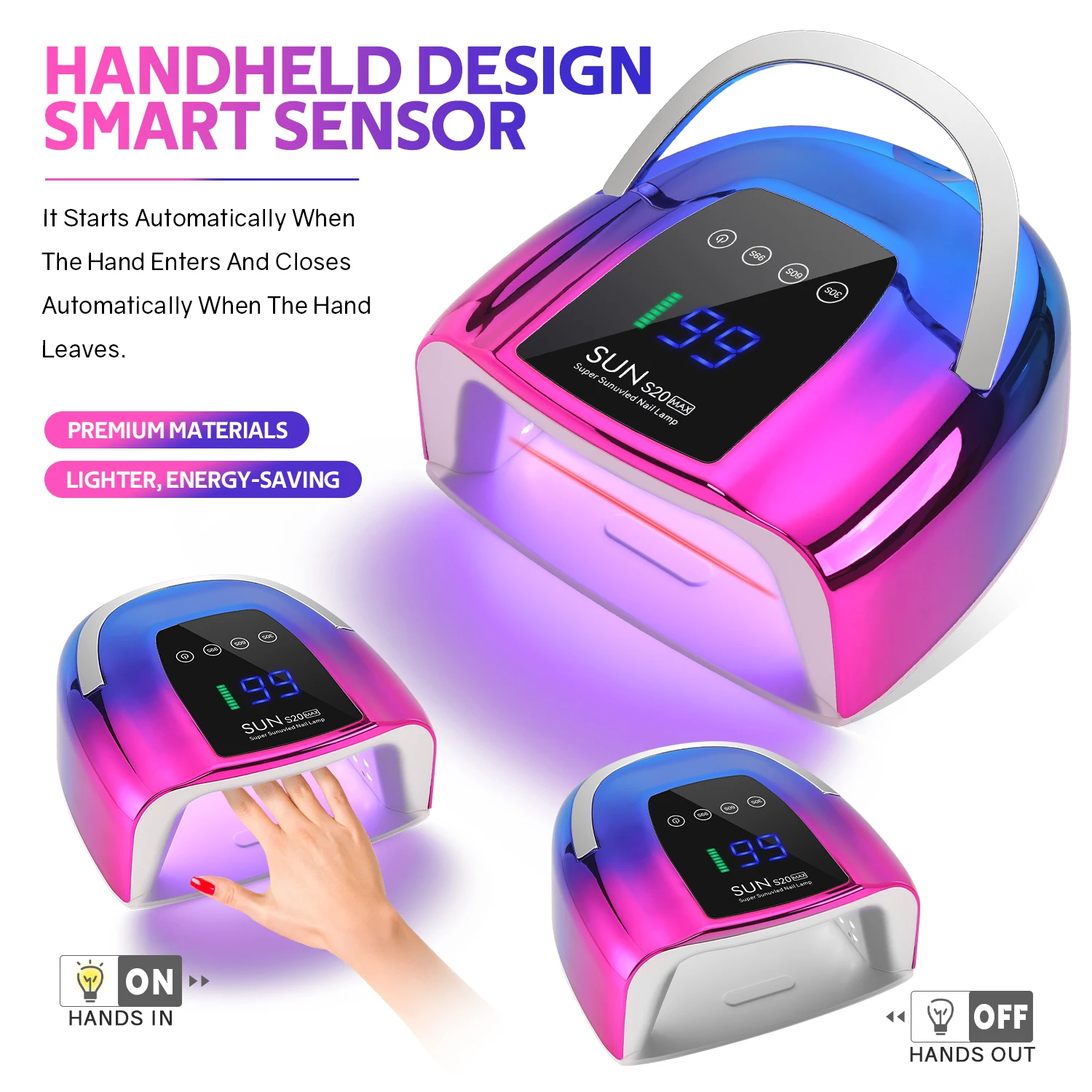 Uv Led Nagellamp Nail Art Lamp Met Diamanten Draadloze Uv-Cabine Voor Nagels Manicure Lamp Met 3 Timer Instellingen Nagellamp