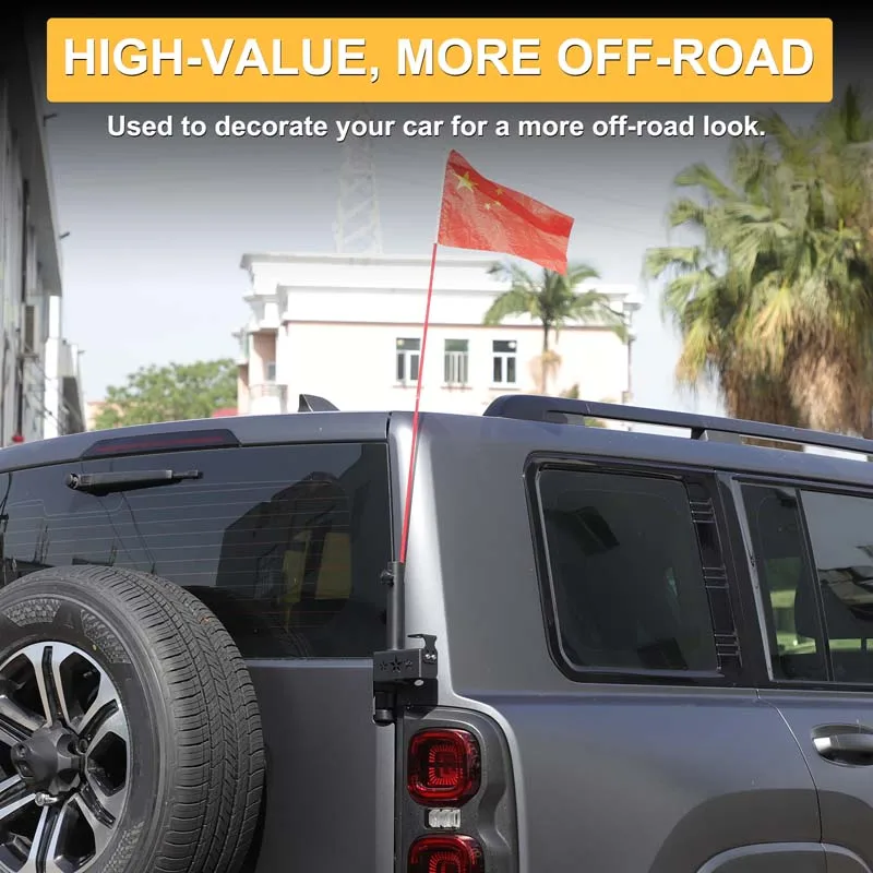 

Suetlcoity For Great Wall Haval H9 2024-2025 Carbon Steel Black Car Tail Door Antenna Flagpole Bracket Trim Car Accessories