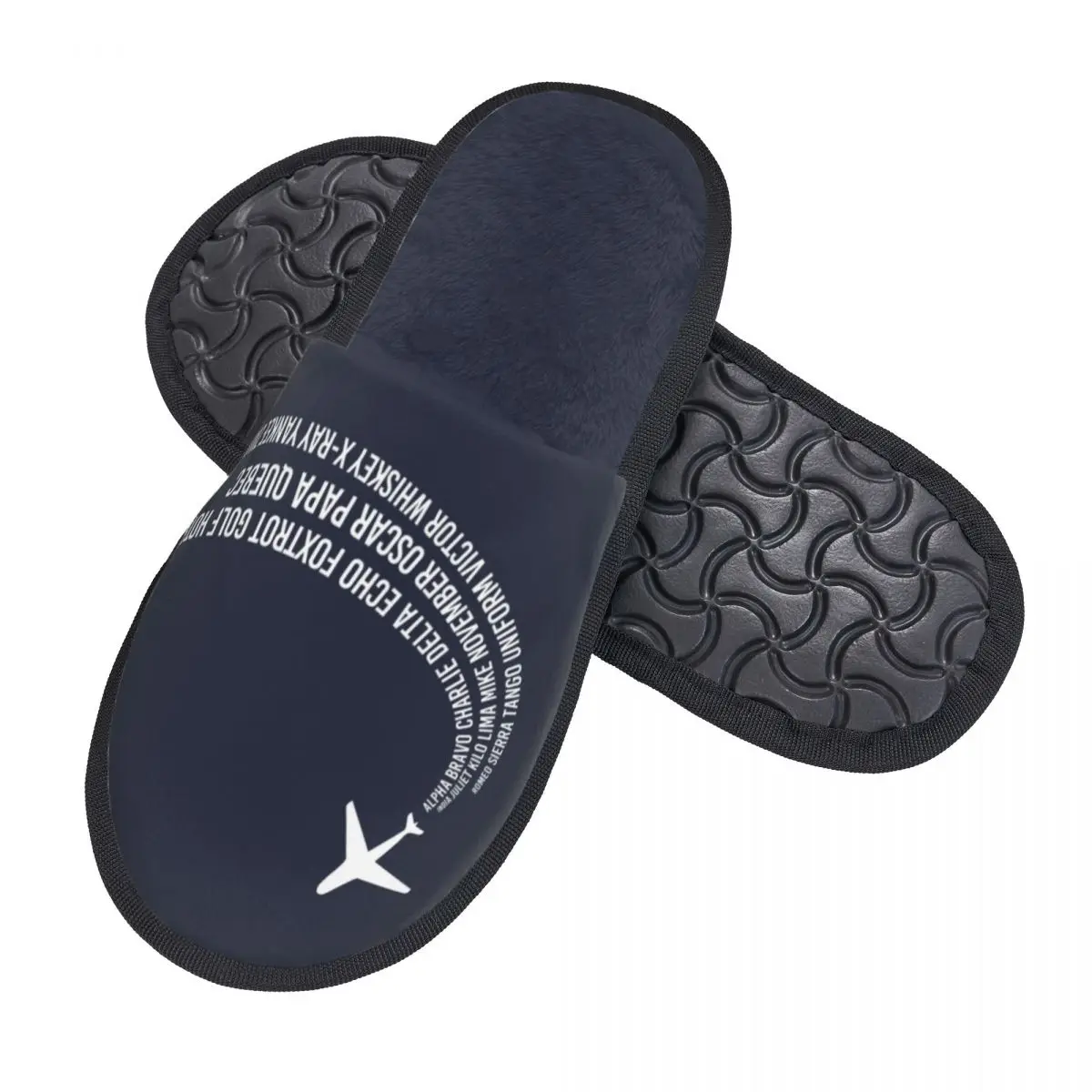 Custom Phonetic Alphabet Pilot Airplane Memory Foam Slippers Women Soft Warm Aviation Aviator House Slippers