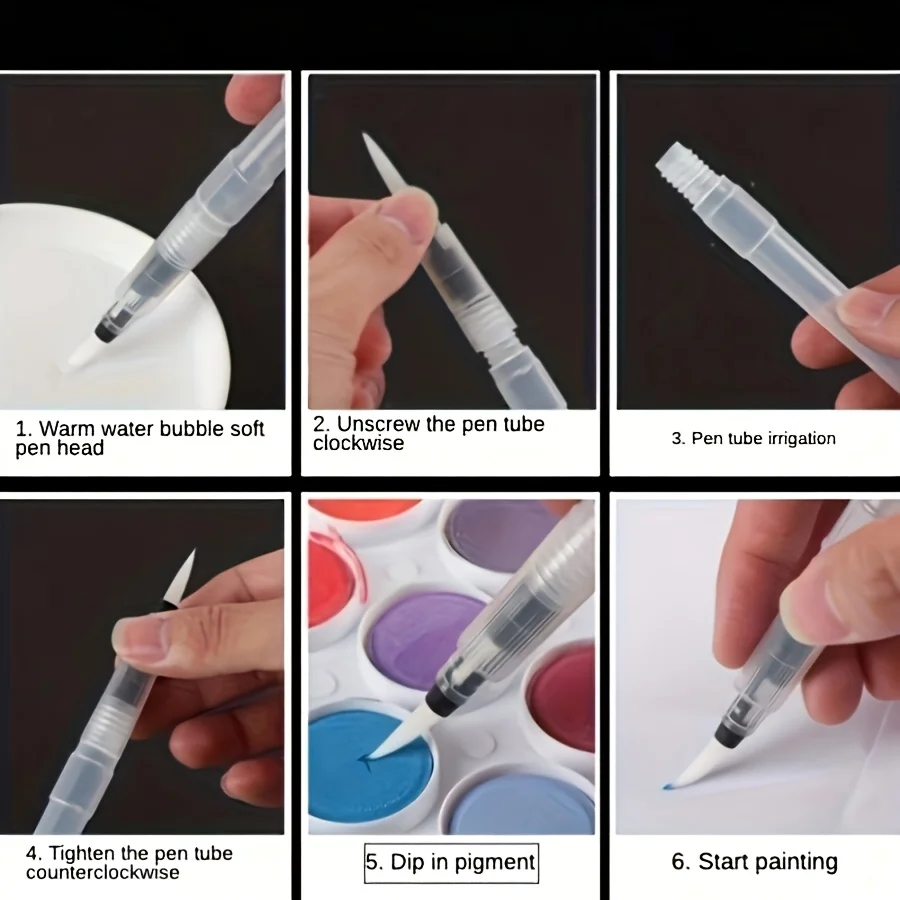 12/24-teiliges Aquarell-Pinselstift-Set, super einfach zu bedienen und zu befüllen, Wasserpinselstifte, Aquarellfarbstifte, wasserlösliche Farbstifte – Detail 6