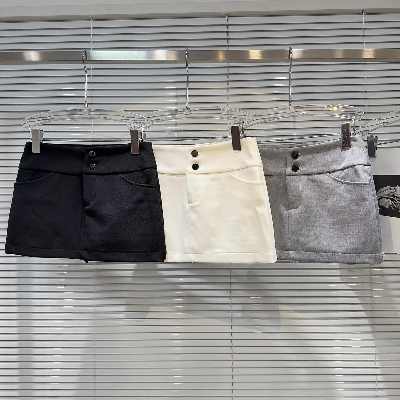 

Trendy A-Line Skirt with Two Buttons Simple Design f-length Bodycon Skirt ort Skirt Sli Summer New Arrival