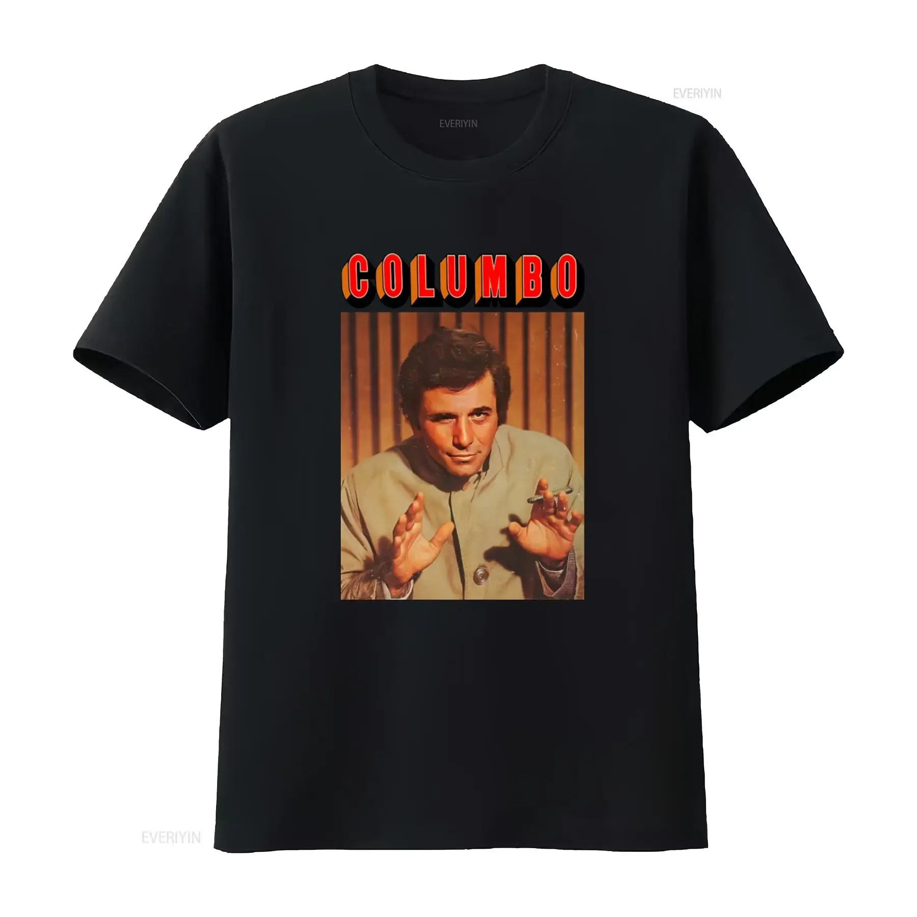 Retro Columbo Peter Falk Hands Print Men's T Shirt Vintage TV Show Inspired Fashion vintage Washed homme Top For Everyday Wear
