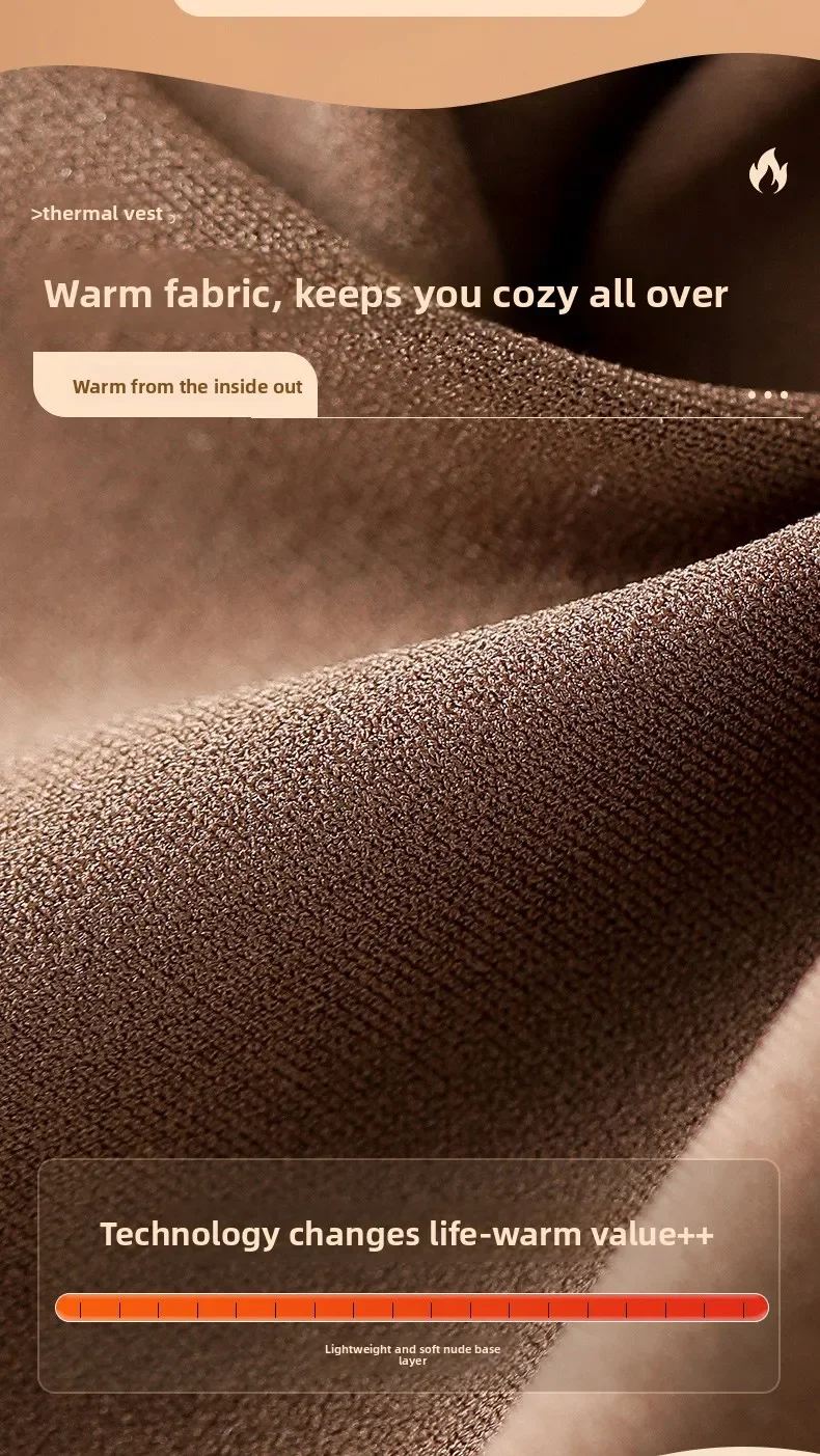 Nahtlose Plus-Size-Thermo-Weste für Damen mit integriertem BH, fester Cup-Größe, für 40-90 kg, Herbst, Beauty-Skin-Tanktop, quadratischer Ausschnitt – Detail 4