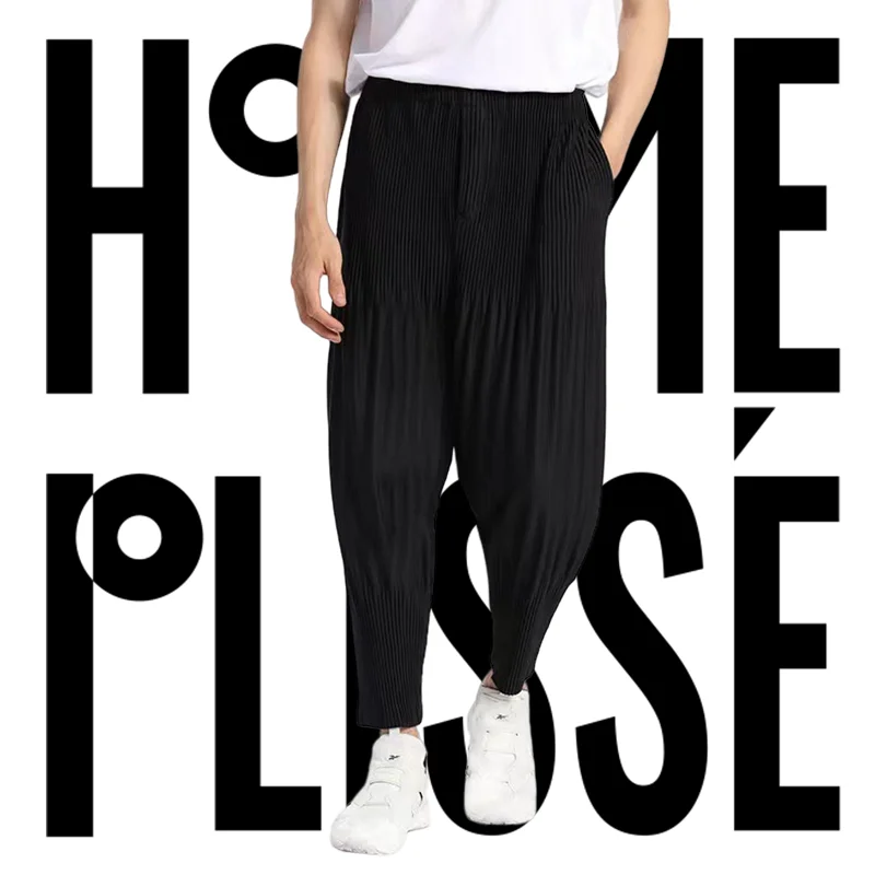 

Pleats Original Men's Pleated Lantern Pants Men's 2024 Spring Trousers Loose Casual Small Feet Harlan Pants Nine-minute Pants