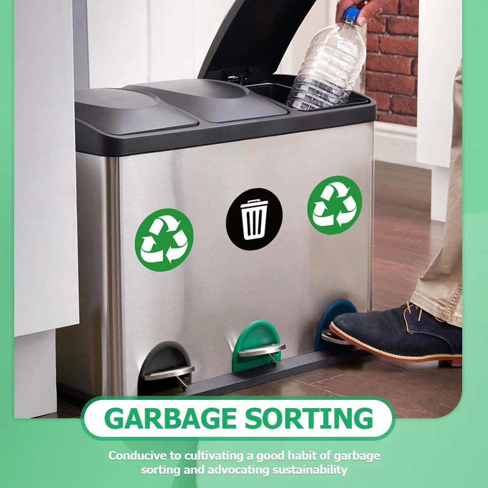 3Sets Garbage Sorting Stickers PVC Material Recycling Labels Strong Waterproof Adhesive Trash Can Decals Recycle and Trash Bin