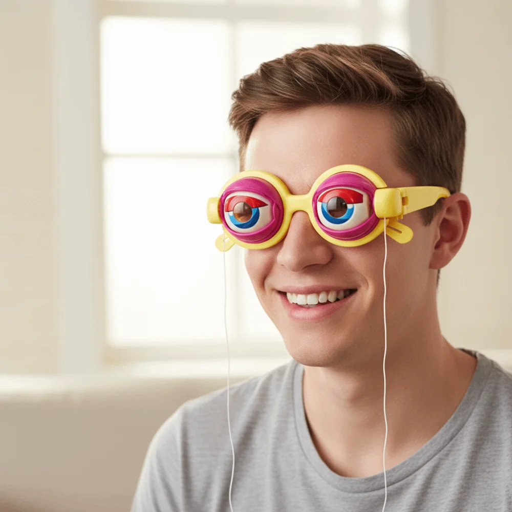 New Strange Pull String Crazy Glasses Plastic Material Christmas Party Prank Glasses Party Decor Funny Glasses Halloween
