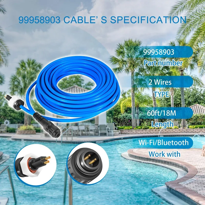 

99958903-DIY Cable - 2 Wire - for Dolphin Maytronics Pool Cleaner S200, Active 20, Triton PS, Discovery, Quantum - 18M (60ft)