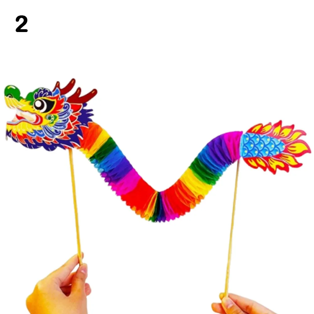 High Quality DIY Dragon Craft Chinese New Year 3D Paper DIY Dragon Decor Kids Toys Three-Dimensional Pull Flower