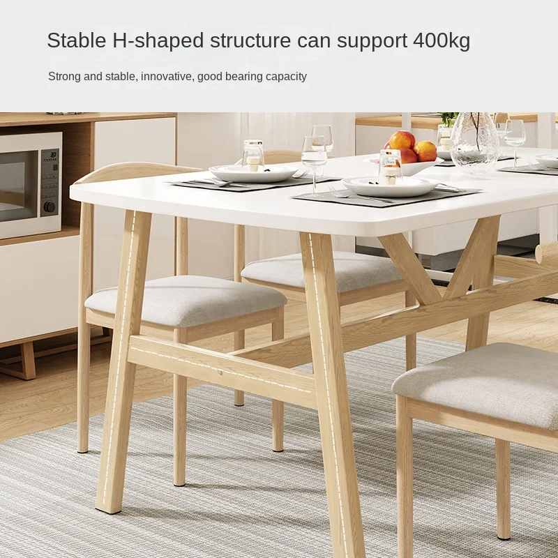 For Chinese Custom Manufacture White Contemporary Room Wooden Furniture Wood Chairs Set and Dining Table