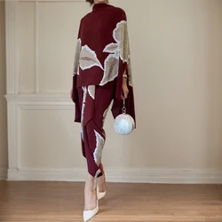 Office New Spring Top Suit Women Batwing Sleeve Shirt and Long Pencil Skirts Suits Casual Loose Asymmetric Commuter Outfits Set