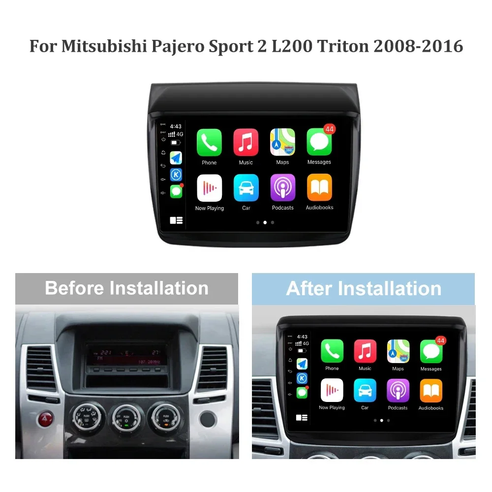 Android 13 For Mitsubishi Pajero Sport 2 L200 Triton 2008-2016 Car Radio Multimedia Carplay Stereo 4G GPS 2 Din Screen Head Unit